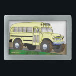 Hebilla De Cinturón Rectangular 57 Chevrolet del autobús escolar del camino 4X4<br><div class="desc">Una imagen Freeform a todo color digital creada de Suncatcher del vitral del modificado para requisitos particulares del autobús escolar del camino. El color primario es amarillo del opalume de Kokomo LEMONDX.</div>
