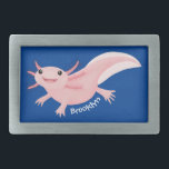 Hebilla De Cinturón Rectangular Aaxolotl lindo rosa feliz<br><div class="desc">Este lindo axolotl rosa se dibuja en un divertido estilo de ilustracion. ¡Mucha diversión acuática!</div>