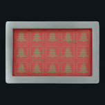 Hebilla De Cinturón Rectangular Acogedor patrón de suéter feo de árbol de Navidad<br><div class="desc">Patrón con Navidades suéter feo y pino a cuadros</div>