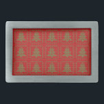 Hebilla De Cinturón Rectangular Acogedor patrón de suéter feo de árbol de Navidad<br><div class="desc">Patrón con Navidades suéter feo y pino a cuadros</div>