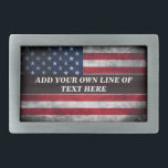 Hebilla De Cinturón Rectangular Añadir tu texto a la bandera estadounidense<br><div class="desc">Añadir tu texto a la bandera estadounidense</div>