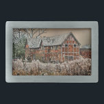HEBILLA DE CINTURÓN RECTANGULAR ANTIGUO INGLATERRA<br><div class="desc">Diseño artístico de un bonito edificio antiguo de Tudor,  con la casa vacía en la parte delantera y el inquilino en un patio en la parte trasera,  en una noche muy fría,  helada y cubierta de nieve.</div>