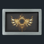 Hebilla De Cinturón Rectangular Areas de vapor<br><div class="desc">Areas mecánicas brillantes,  con engranajes y banner redondo de latón. Steampunk</div>