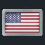 Hebilla De Cinturón Rectangular Bandera de Estados Unidos<br><div class="desc">Patriótico Estados Unidos Bandera estadounidense diseño rojo,  blanco y azul.</div>