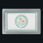 Hebilla De Cinturón Rectangular Bandera de Fort Pembroke Pines, Florida<br><div class="desc">Belt Buckle con un diseño con la bandera de Pembroke Pines,  Florida. Una bandera blanca con un sello verde en el centro</div>