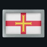 Hebilla De Cinturón Rectangular Bandera de Guernsey<br><div class="desc">Bandera patriótica de Guernsey.</div>