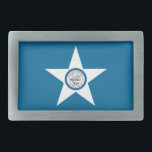 Hebilla De Cinturón Rectangular Bandera de la ciudad de Houston, Texas Rectangular<br><div class="desc">Hebilla de cinturón con bandera de Houston,  Texas; bandera azul con sello de Houston en una estrella blanca,  con ilustracion de un tren</div>