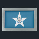 Hebilla De Cinturón Rectangular Bandera de la ciudad de Houston, Texas Rectangular<br><div class="desc">Hebilla de cinturón con bandera de Houston,  Texas; bandera azul con sello de Houston en una estrella blanca,  con ilustracion de un tren</div>