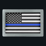 Hebilla De Cinturón Rectangular Bandera de la policía delgada de la línea azul<br><div class="desc">Bandera estadounidense delgada de la Línea Azul. Apoye a la policía con esta increíble delgada bandera azul y muestre al mundo que</div>