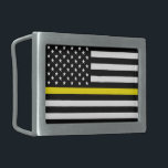 Hebilla De Cinturón Rectangular Bandera de los expedidores de línea amarilla delga<br><div class="desc">La delgada bandera de los expedidores de línea amarilla es una bandera patriótica americana con una delgada línea amarilla que representa a los despachadores. Un gran regalo para los despachadores, un regalo para la policía, un regalo para los bomberos y un regalo increíble para los patriotas. Visite nuestra tienda para...</div>