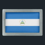 Hebilla De Cinturón Rectangular Bandera de Nicaragua<br><div class="desc">Bandera patriótica de Nicaragua.</div>