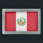 Hebilla De Cinturón Rectangular Bandera de Perú<br><div class="desc">Bandera patriótica del Perú.</div>