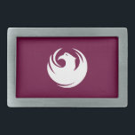 Hebilla De Cinturón Rectangular Bandera de Phoenix, Arizona<br><div class="desc">Belt Buckle con un diseño con la bandera de Phoenix,  Arizona. Una bandera marrón con un ave blanca en el centro</div>