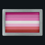 Hebilla De Cinturón Rectangular Bandera del Orgullo Lesbiano Rosa, Blanco, Bandas<br><div class="desc">Personalizar del tamaño,  rotación y colocación de las franjas</div>