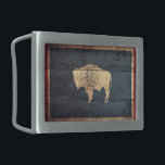 Hebilla De Cinturón Rectangular Bandera Wyoming de madera antigua<br><div class="desc">Bandera Wyoming; Wyomingite</div>