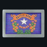 Hebilla De Cinturón Rectangular Batalla de Nevada llevada<br><div class="desc">El apodo del estado de Nevada es batalla llevada y es lema es todo para nuestro país.</div>