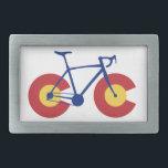 Hebilla De Cinturón Rectangular Bicicleta Bandera de Colorado<br><div class="desc">Colorado tiene la mejor equitación del país,  funda cerrado. Carretera,  montaña,  bicicleta gorda,  lo que sea. ¡Viaje en Colorado!</div>