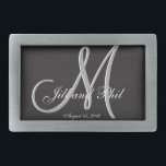 Hebilla De Cinturón Rectangular Boda básico negro fabuloso Monograma gran valor<br><div class="desc">Monograma básico negro 3d. Echa un vistazo a este diseño 3d Monograma Básico Negro.Estilo negro gótico para tu fiesta de bodas. Los monogramas,  textos y nombres de novias y novios son fáciles de cambiar para adaptarse a sus necesidades. Todas las ilustraciones e imágenes ©nuptial.</div>