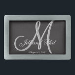 Hebilla De Cinturón Rectangular Boda básico negro fabuloso Monograma gran valor<br><div class="desc">Monograma básico negro 3d. Echa un vistazo a este diseño 3d Monograma Básico Negro.Estilo negro gótico para tu fiesta de bodas. Los monogramas,  textos y nombres de novias y novios son fáciles de cambiar para adaptarse a sus necesidades. Todas las ilustraciones e imágenes ©nuptial.</div>