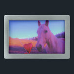 Hebilla De Cinturón Rectangular Caballo marrón y corazón rojo<br><div class="desc">Caballo marrón y corazón rojo Foto de Sandy Closs. bodas,  corazón,  corazones,  caballos,  caballos,  ponis,  ponis,  amor,  valentina,  el día de San Valentín, </div>