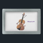 Hebilla De Cinturón Rectangular Caricatura musical divertida en violín<br><div class="desc">Un violín feliz al estilo de los personajes de dibujos animados. ¡Diversión musical para el músico en ciernes!</div>