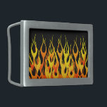 Hebilla De Cinturón Rectangular Carreras clásica Naranja se enciende en el fuego<br><div class="desc">Naranja de racy con vara caliente sobre rayas negras llama la decoración de diseño gráfico que siempre puede hacer un gran regalo personalizado para usted o para alguien especial en su lista,  seguro que causarán una impresión en cualquier ocasión festiva.</div>