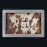 Hebilla De Cinturón Rectangular Cowboy Piel de vaca de crema marrón<br><div class="desc">Cowboy Cowgirl,  Piel de vaca crema marrón,  animal del suroeste</div>