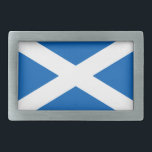 HEBILLA DE CINTURÓN RECTANGULAR CRUZ BLANCA AZUL DE LA BANDERA DE ESCOCIA<br><div class="desc">La bandera de Escocia,  también conocida como la Cruz de San Andrés,  o el Saltire. Esta es la bandera nacional de Escocia y consiste en una salada blanca que desmarca un campo azul.</div>