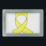 Hebilla De Cinturón Rectangular Dibujo de cinta amarilla<br><div class="desc">Un simple dibujo de una cinta amarilla. Símbolo de conciencia. Un diseño para una causa.</div>