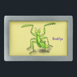 Hebilla De Cinturón Rectangular Divertido ilustracion personalizado de mantis de o<br><div class="desc">Este diseño presenta nuestro lindo ilustracion de mantis rezando en verde hecho al estilo feliz y personalizado. ¡Buggy diversión!</div>