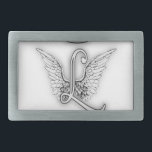 Hebilla De Cinturón Rectangular El alfabeto L letra inicial del ángel se va<br><div class="desc">Letra las alas del alfabeto del ángel de D con halo en blanco y negro,  sin embargo,  usted puede cambiar el color de fondo o añadir sus propias imágenes,  se mueve alrededor de la letra,  del etc. diseñados por AmelianAngels.com</div>