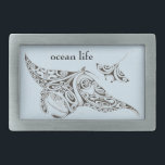 Hebilla De Cinturón Rectangular el gemelo de la vida del océano irradia<br><div class="desc">mamá y pequeños manta-rayos uno a partir de la vida del océano</div>