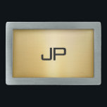 Hebilla De Cinturón Rectangular Elegante estilo moderno Faux Gold Look Monogramado<br><div class="desc">Elegante Y Moderno Faux Gold Parece Plantilla Monogramada.</div>