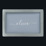 Hebilla De Cinturón Rectangular Elegante Monograma moderno Minimalista azul turbio<br><div class="desc">Presentamos nuestra Dusty Blue Minimalista Monogram Elegant Collection: Eleva tu estilo con sofisticación y encanto intemporal. Nuestra colección presenta diseños minimalistas en un suave y polvoriento matiz azul, realzados con elegantes monogramas adaptados a su gusto personal. Desde la papelería refinada hasta los accesorios versátiles, cada pieza de nuestra colección está...</div>