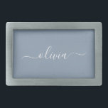 Hebilla De Cinturón Rectangular Elegante Monograma moderno Minimalista azul turbio<br><div class="desc">Presentamos nuestra Dusty Blue Minimalista Monogram Elegant Collection: Eleva tu estilo con sofisticación y encanto intemporal. Nuestra colección presenta diseños minimalistas en un suave y polvoriento matiz azul, realzados con elegantes monogramas adaptados a su gusto personal. Desde la papelería refinada hasta los accesorios versátiles, cada pieza de nuestra colección está...</div>