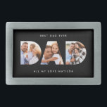Hebilla De Cinturón Rectangular Foto de papá regalo para niños de tipografía moder<br><div class="desc">Papá,  regalo para niños de tipografía moderna con fotos múltiples. Día ideal para los padres,  cumpleaños o regalo de navidades. Los colores se pueden cambiar.</div>