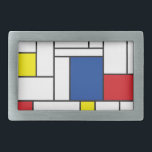 Hebilla De Cinturón Rectangular Geometría Minimalista mondrina De Stijl Arte Moder<br><div class="desc">Diseño de bloques de color rojo, azul, amarillo y blanco, de arte moderno Minimalista mondriano De Stijl. Este sencillo diseño presenta formas geométricas modernas y bloques de colores gráficos en líneas negras audaces, blanco y colores primarios brillantes. Está inspirado en las obras abstractas de Piet Mondrian y en el movimiento...</div>