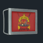 Hebilla De Cinturón Rectangular Grill Queen<br><div class="desc">Parrilla barbacoa sobre carbón de combustión,  banner de desplazamiento con texto personalizado sobre las tonalidades y pincel cruzados. Color de fondo personalizado.</div>