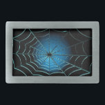 Hebilla De Cinturón Rectangular Guay Blue Spider Web<br><div class="desc">Obra de arte digital Guay de una telaraña iluminada por un resplandor azul.</div>