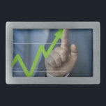 Hebilla De Cinturón Rectangular Hombre mostrando el concepto de pantalla táctil de<br><div class="desc">Hombre mostrando el concepto de pantalla táctil del precio de las acciones</div>