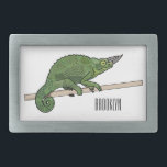 Hebilla De Cinturón Rectangular Ilustracion chameleon personalizado de Jackson<br><div class="desc">Ilustracion chameleon personalizado de Jackson</div>