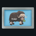Hebilla De Cinturón Rectangular Ilustracion de personalizado de buey hongo<br><div class="desc">Desde el círculo ártico viene nuestro feliz buey de almizcle dibujado en el divertido estilo de ilustracion personalizado.</div>