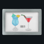 Hebilla De Cinturón Rectangular Ilustracion de personalizado de cócteles<br><div class="desc">Ilustracion de personalizado de cócteles</div>