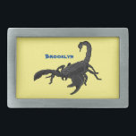 Hebilla De Cinturón Rectangular Ilustracion personalizado de escorpión hambriento<br><div class="desc">Este gran escorpión hambriento se dibuja al estilo personalizado.</div>