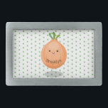 Hebilla De Cinturón Rectangular Ilustracion personalizado verde de cebolla marrón<br><div class="desc">Este bonito diseño presenta una alegre cebolla marrón al estilo de ilustracion personalizado,  y le ofrece diversión veraniega de verduras.</div>