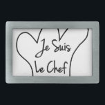 Hebilla De Cinturón Rectangular Je Suis Le Chef<br><div class="desc">Gorra del chef,  toque blanche,  estilo personalizado con texto francés.</div>