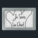 Hebilla De Cinturón Rectangular Je Suis Le Chef<br><div class="desc">Gorra del chef,  toque blanche,  estilo personalizado con texto francés.</div>