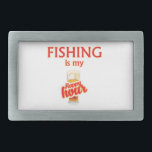 Hebilla De Cinturón Rectangular La pesca es mi hora feliz<br><div class="desc">Cuando estás ahí fuera pescando,  es tan bueno como estar en el bar con tu amigo. Y probablemente más barato.</div>