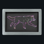 Hebilla De Cinturón Rectangular Lobo eléctrico<br><div class="desc">Representación de un lobo de fondo negro inspirado por las auroras boreales.</div>