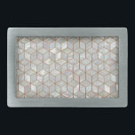 Hebilla De Cinturón Rectangular Madre De Azulejos De Perla<br><div class="desc">La imagen de una hermosa madre de mosaico de perlas en un patrón de cubo geométrico.</div>